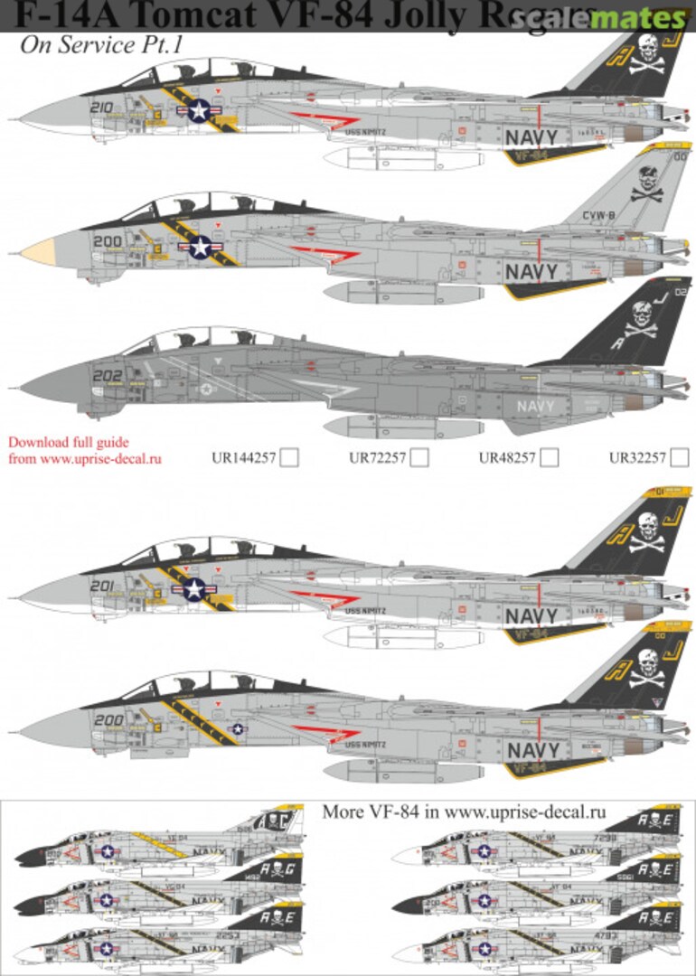 Boxart F-14A Tomcat VF-84 Jolly Rogers On service Pt.1, FFA - removable film UR72257 UpRise