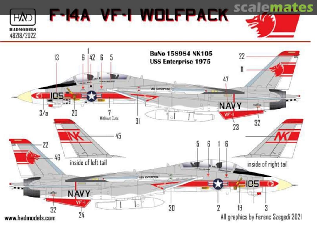 Boxart F-14A VF-1 "Wolfpack" 48218/2022 HADmodels 