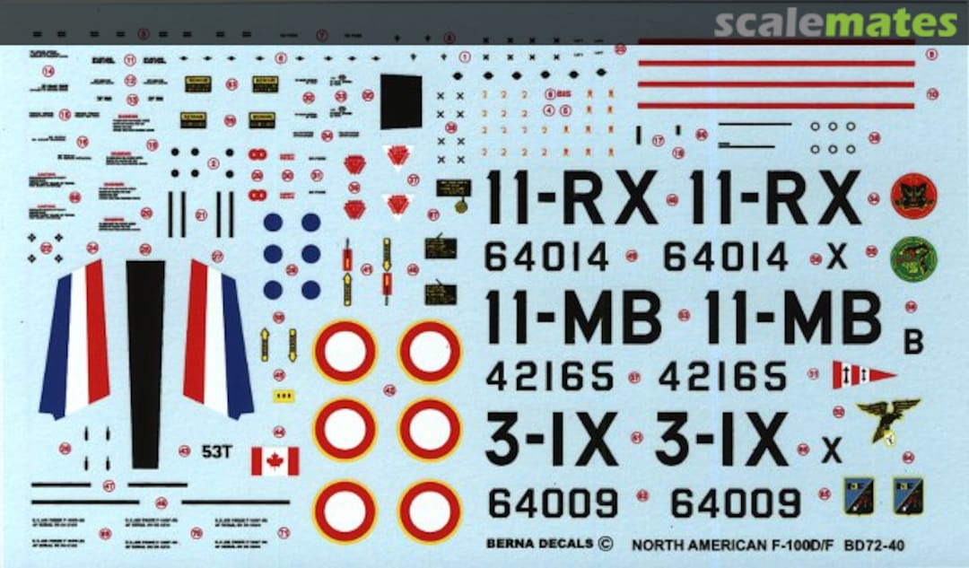 Boxart North American F-100 D/F Super Sabre BD 72-40 Berna Decals