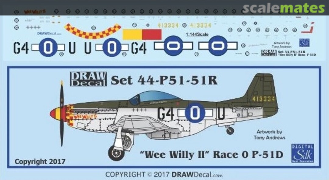 Boxart P-51D “Wee Willy II” Race 0 44-P51-51R Draw Decal