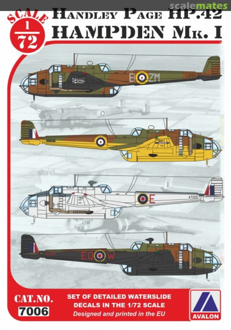 Boxart Handley Page HP.42 Hampden Mk.I 7006 Avalon Decals