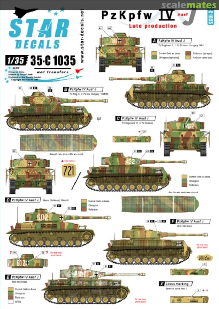 Boxart Pz.Kpfw.IV Ausf.J Late production. 35-C1035 Star Decals