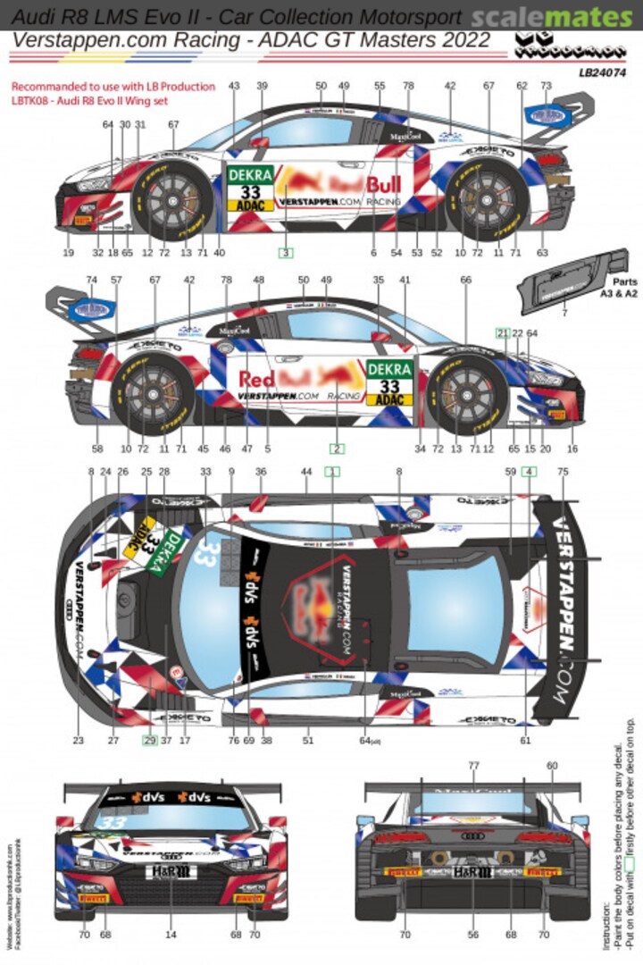 Boxart Audi R8 LMS Evo II - Car Collection Motorsport Verstappen.com Racing - ADAC GT Masters 2022 LB24074 LB Production