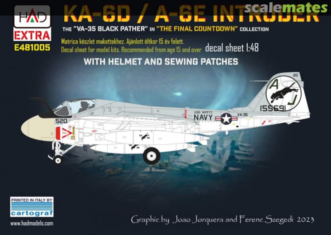 Boxart A-6E Intruder ”The final Countdown” decal sheet E481005 HADmodels 