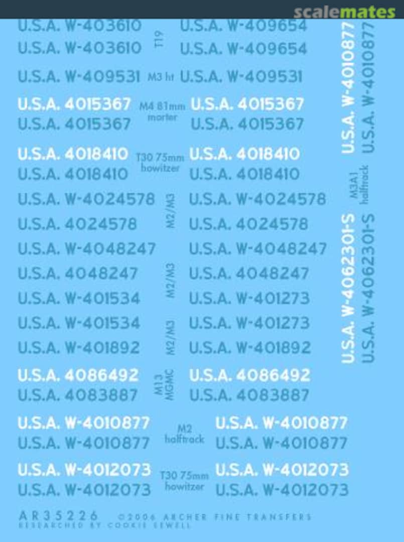 Boxart M2/M3 and variant Halftrack registration codes AR35226 Archer