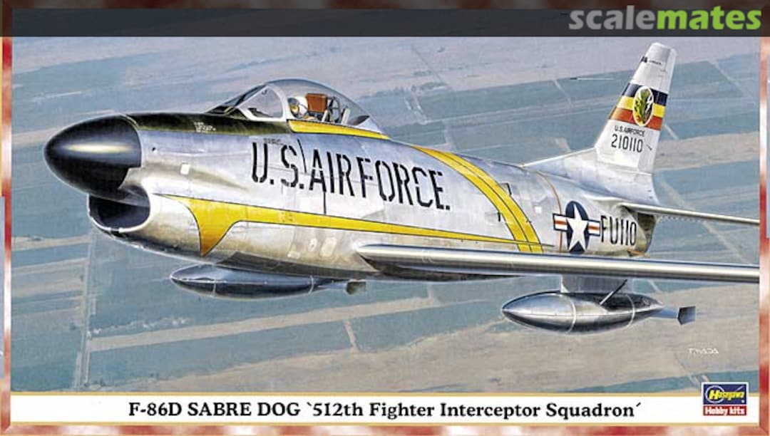 Boxart F-86D Sabre Dog '512th Fighter Interceptor Squadron' 00065 Hasegawa