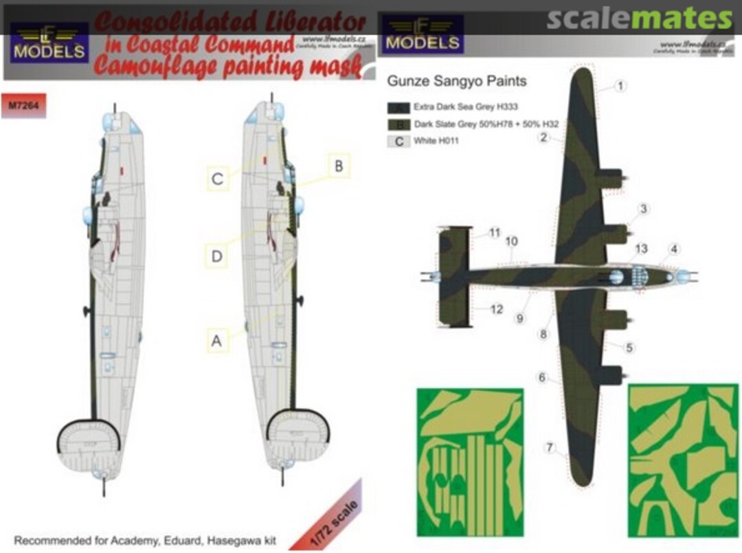 Boxart Consolidated Liberator Coastal Command camouflage pattern paint mask M7264 LF Models