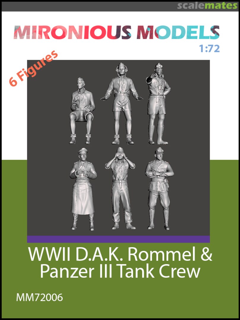 Boxart WWII German D.A.K. Rommel & Panzer III Tank Crew MM72006 Mironious Models