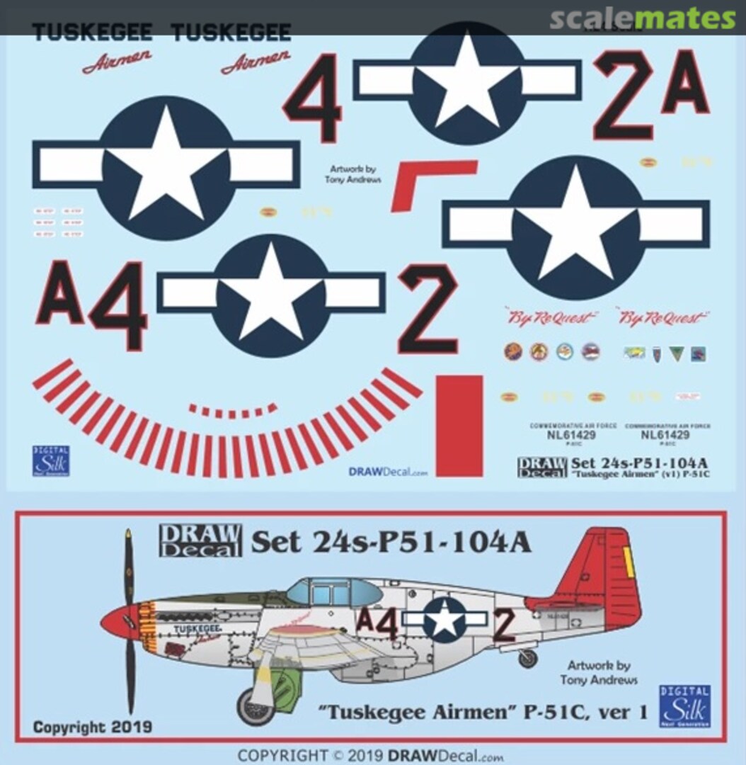 Boxart “Tuskegee Airmen” P-51C ver. I 24-P51-104A Draw Decal