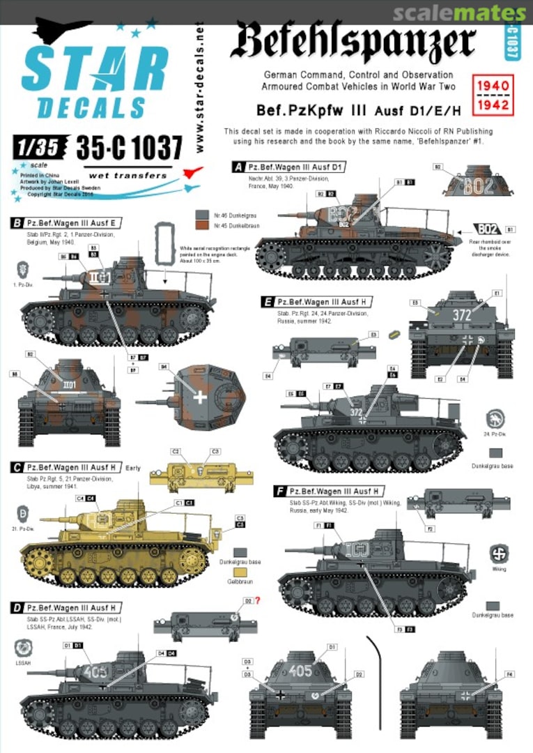 Boxart Befehlspanzer 2 35-C1037 Star Decals