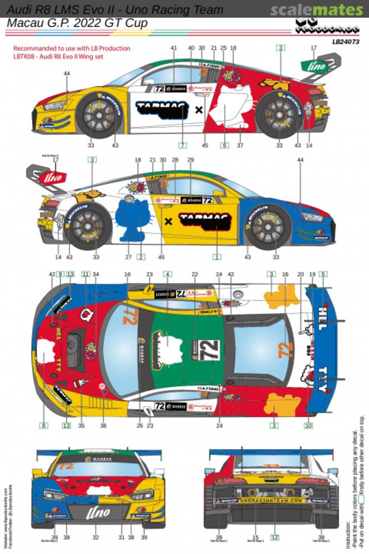 Boxart Audi R8 LMS Evo II - Uno Racing Team Macau G.P. 2022 GT Cup LB24073 LB Production