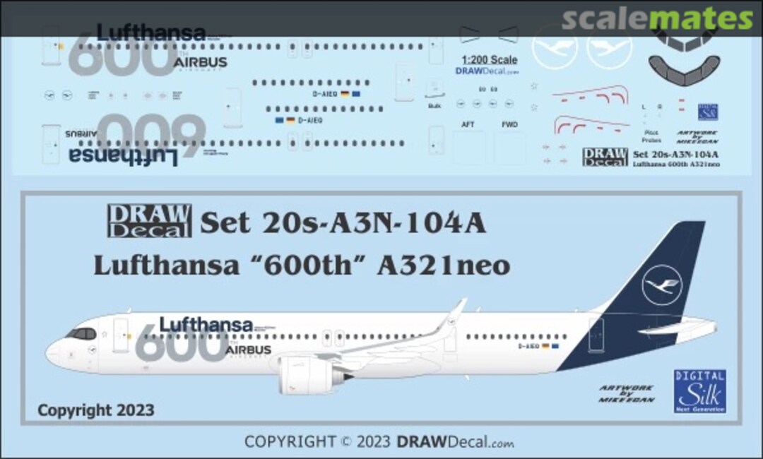 Boxart Lufthansa Airbus A321neo 600th Airbus Aircraft 20-A3N-104A Draw Decal