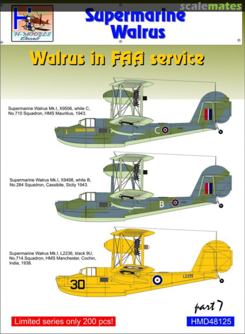 Boxart Supermarine Walrus Mk.I in FAA Service Part 7 HMD48125 H-Models Decals