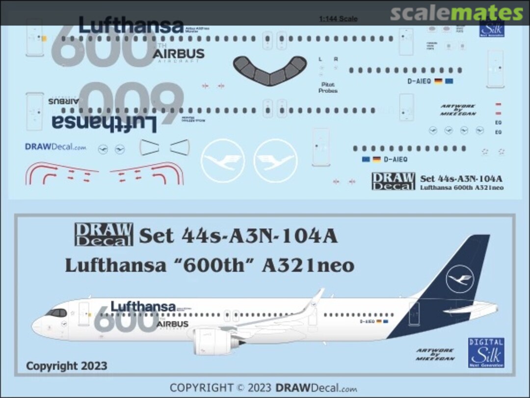 Boxart Lufthansa Airbus A321neo 600th Airbus Aircraft 44-A3N-104A Draw Decal