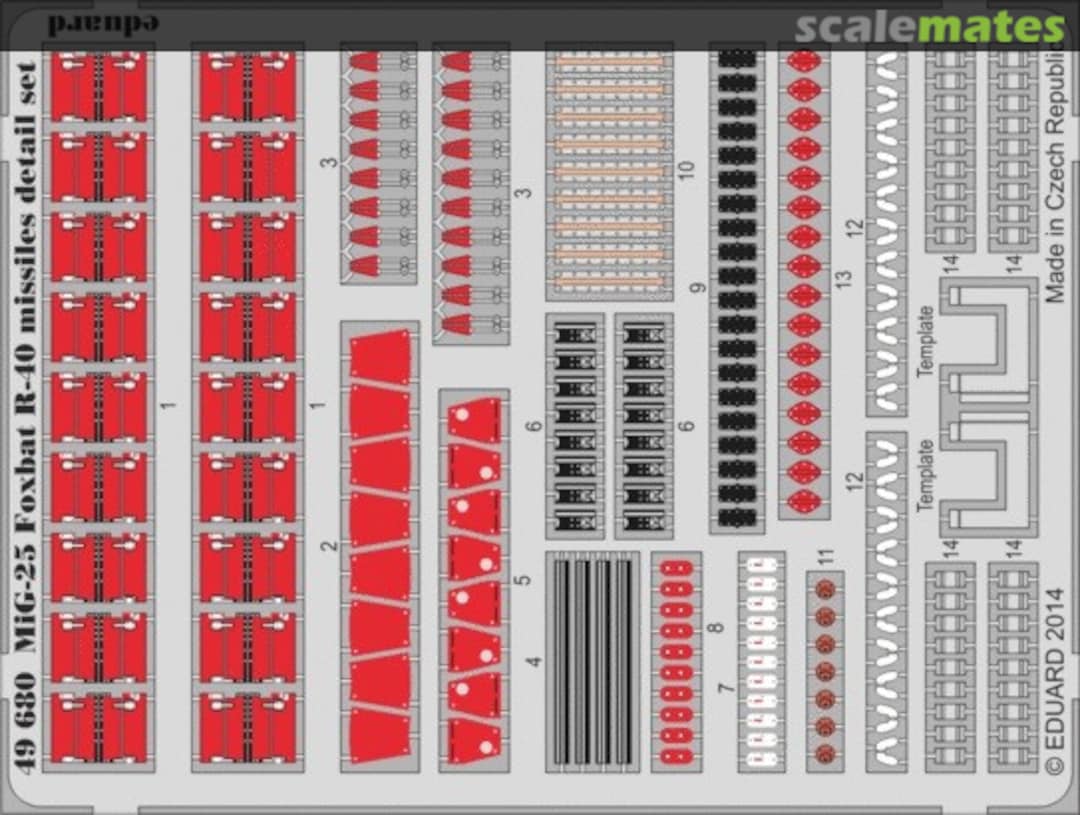 Boxart MiG-25 Foxbat R-40 missiles detail set 49680 Eduard