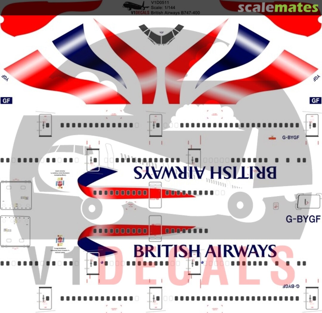 Boxart British Airways Boeing 747-400 V1D0511-200 V1 Decals