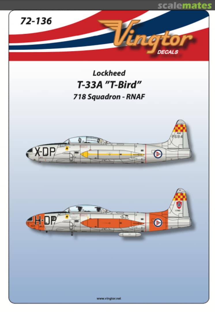 Boxart T-33A ”T-Bird” 72-136 Vingtor Decals