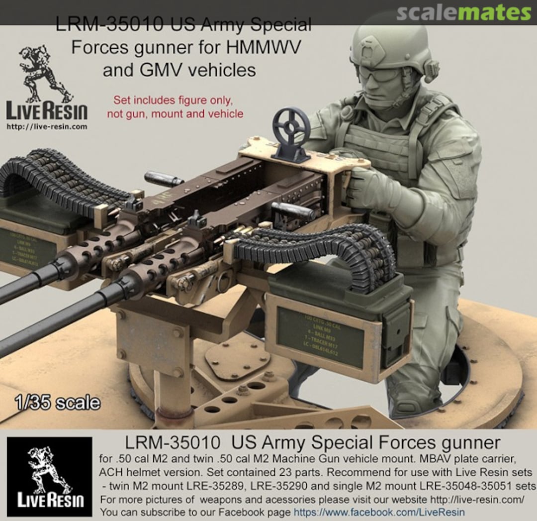 Boxart US Army Special Forces gunner for .50 cal M2 and twin .50 cal M2 Machine Gun LRM-35010 Live Resin