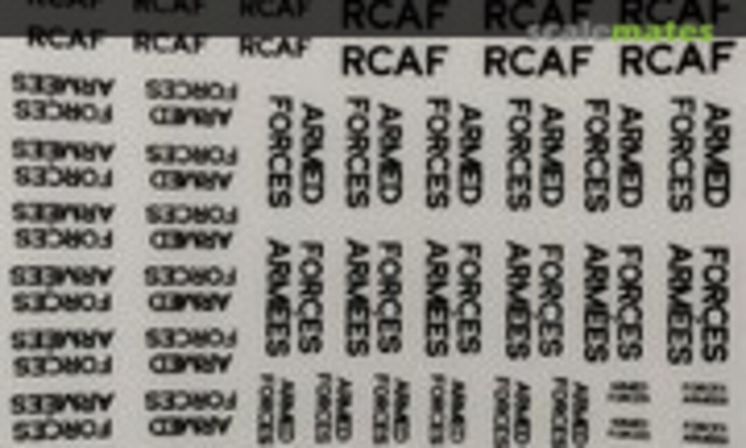 1:72 RCAF Titles &amp; FIP Bi-lingual Markings (Can-Force Decals CF-5)