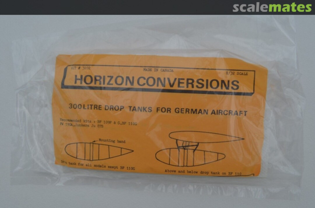 Boxart 300 Litre Drop Tanks for German Aircraft 3202 Horizon Conversions