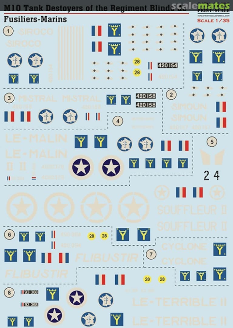 Boxart M10 Tank Destroyer of the Regiment Blinde de Fusiliers-Marines 35-005 Print Scale