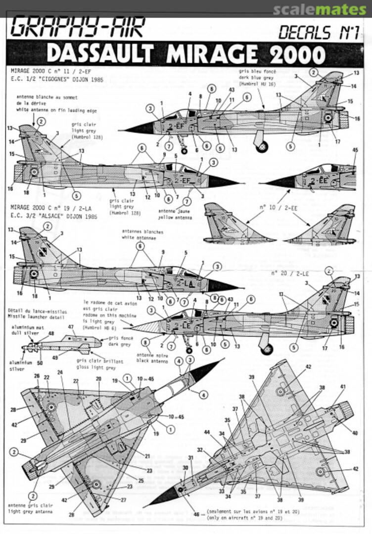 Contents Dassault Mirage 2000 Decals No1 Graphy-Air