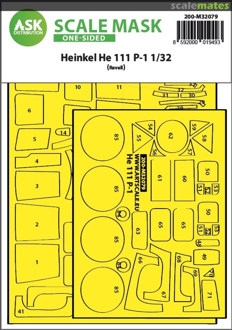 Boxart 1/32 Heinkel He 111P-1 one-sided express fit mask for Revell 200-M32079 ASK