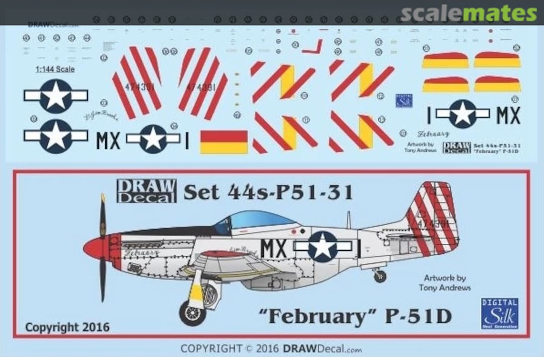 Boxart P-51D “February” 44-P51-31 Draw Decal