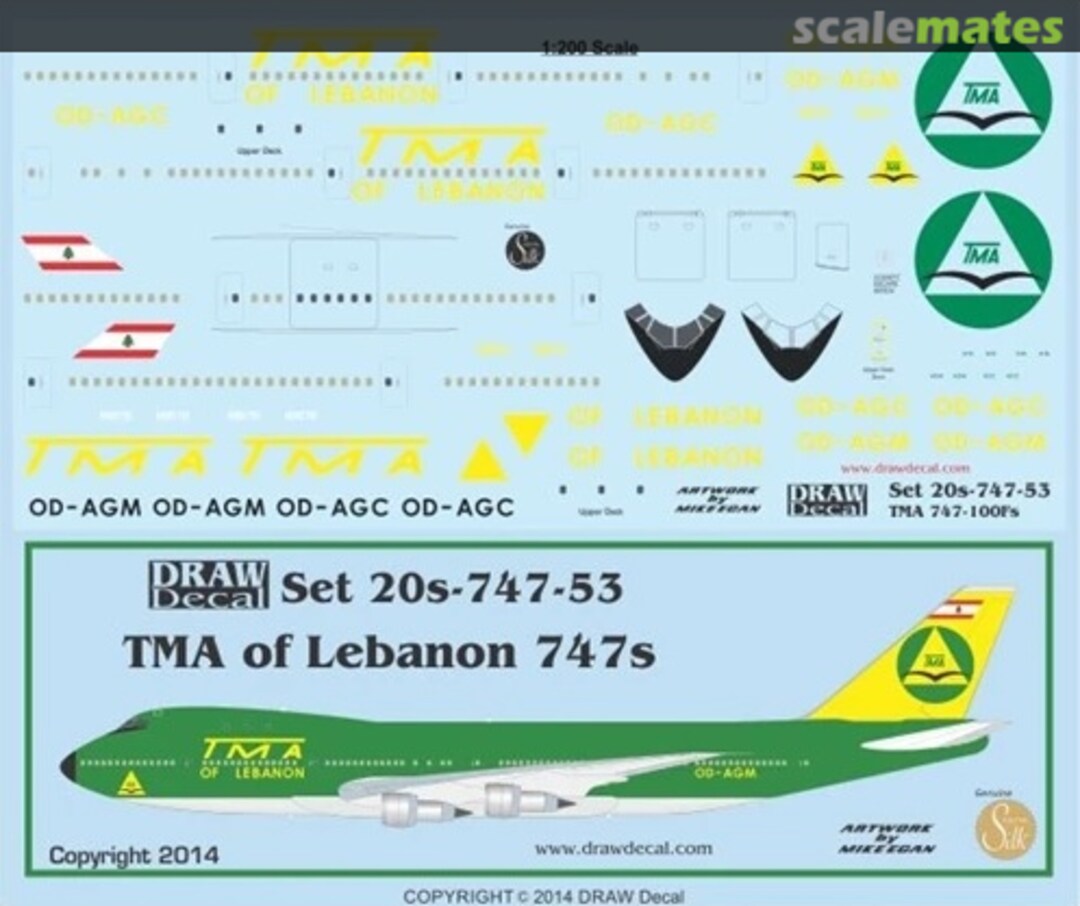 Boxart TMA of Lebanon 747-100SFs 20-747-53 Draw Decal