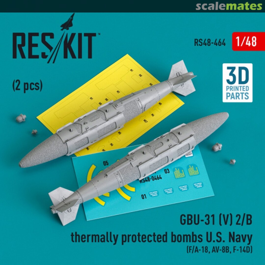 Boxart GBU-31 (V) 2/B thermally protected bombs U.S. Navy (2 pcs) (F/A-18, AV-8B, F-14D)(3D Printed) RS48-0464 ResKit