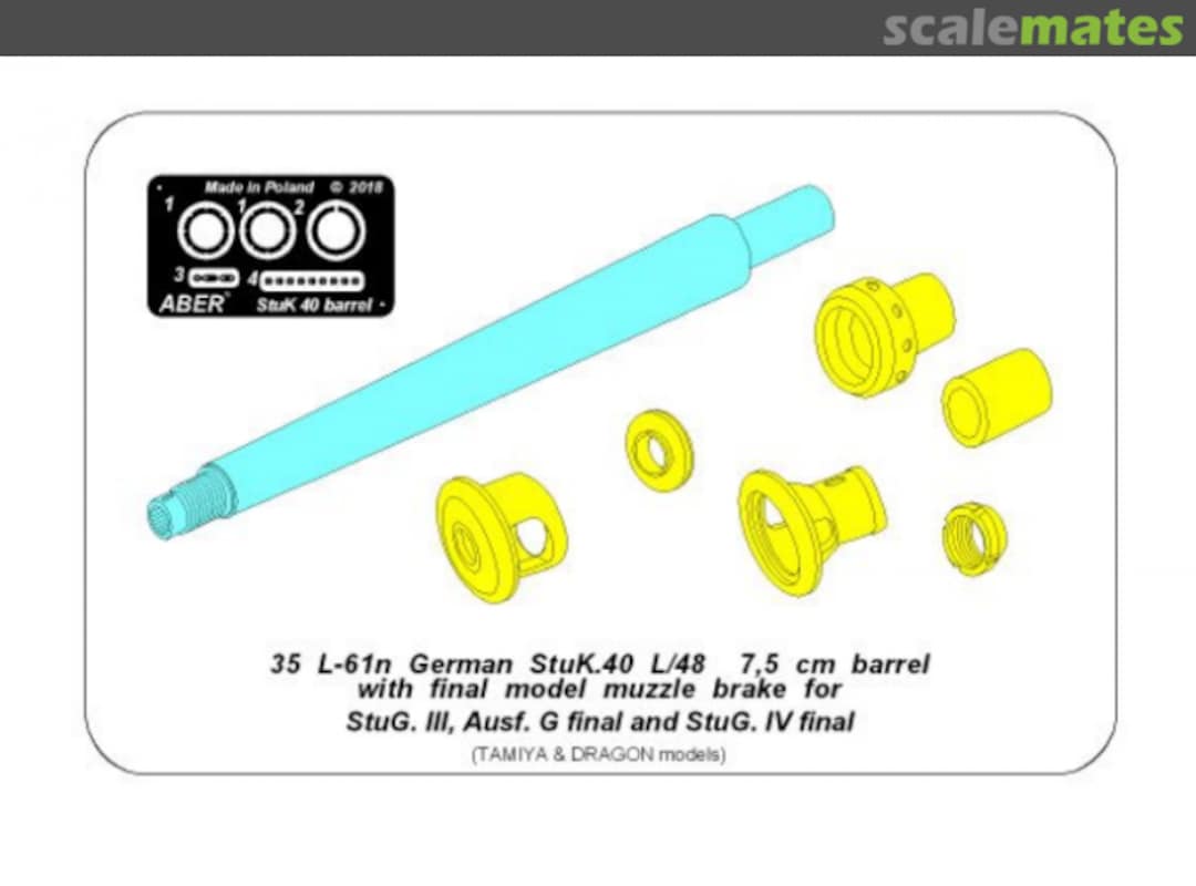 Boxart StuK.40 L/48 7,5cm barrel with final muzzle brake for Stug.III, Ausf G final and Stug.IV late model 35L-61N Aber