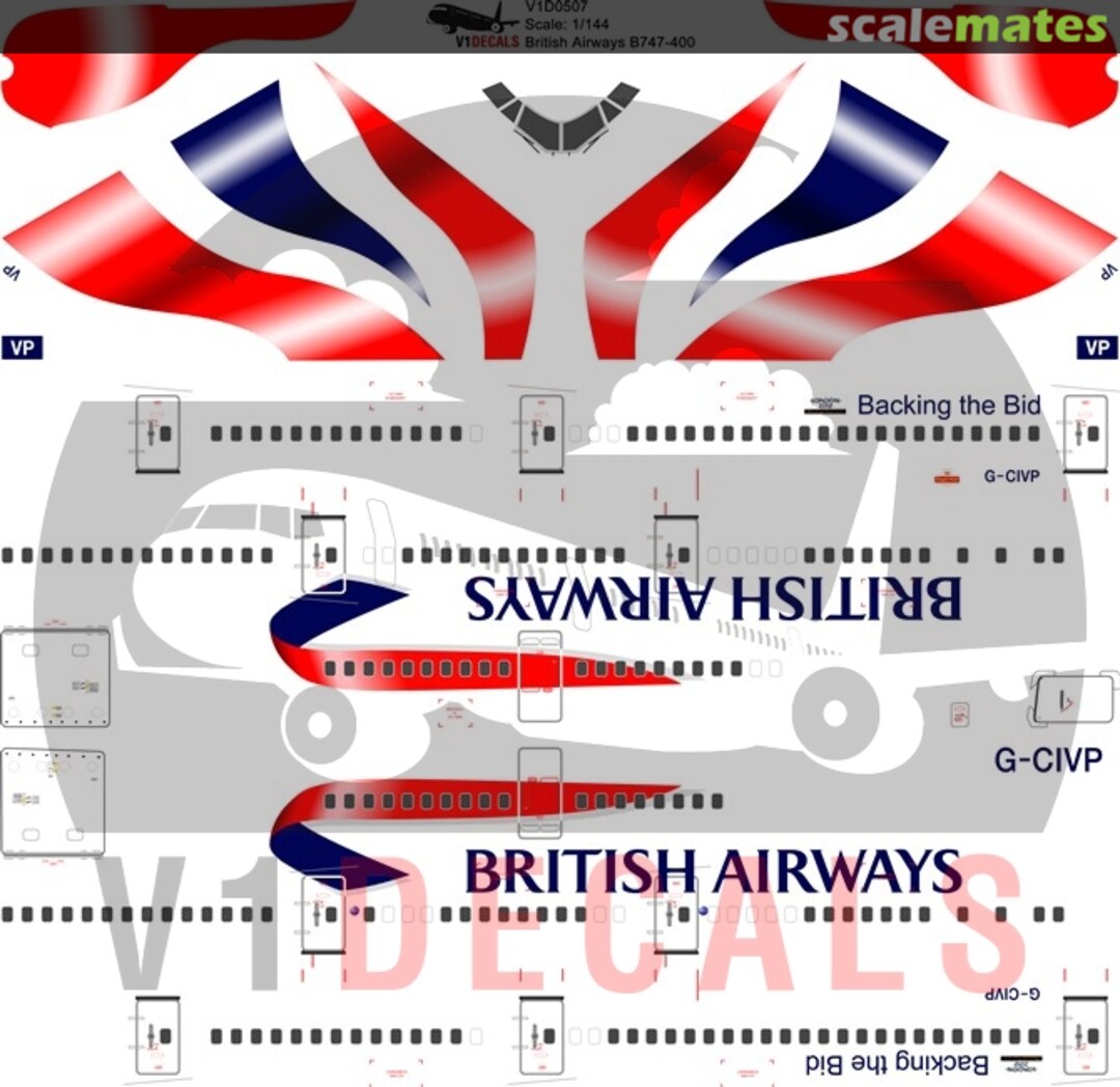 Boxart British Airways Boeing 747-400 V1D0507-200 V1 Decals