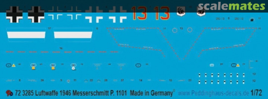 Boxart Messerschmitt P.1101 72 3285 Peddinghaus-Decals