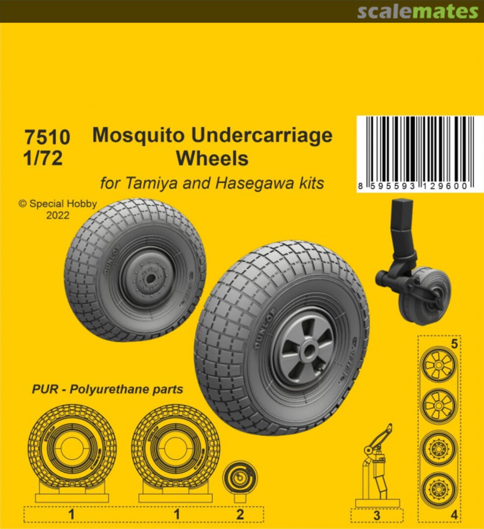 Boxart Mosquito Undercarriage Wheels / for Tamiya and Hasegawa kits 7510 CMK