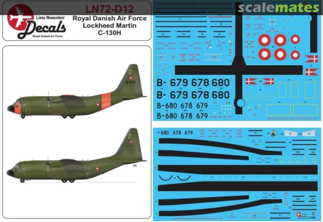 Boxart C-130H Hercules dänische Luftwaffe (frühes Finish) LN72-D12 Lima November Decals