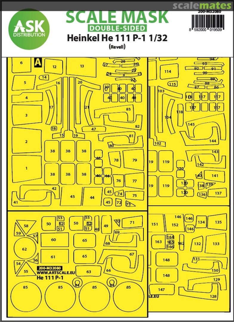 Boxart 1/32 Heinkel He 111P-1 double-sided express fit mask for Revell 200-M32080 ASK