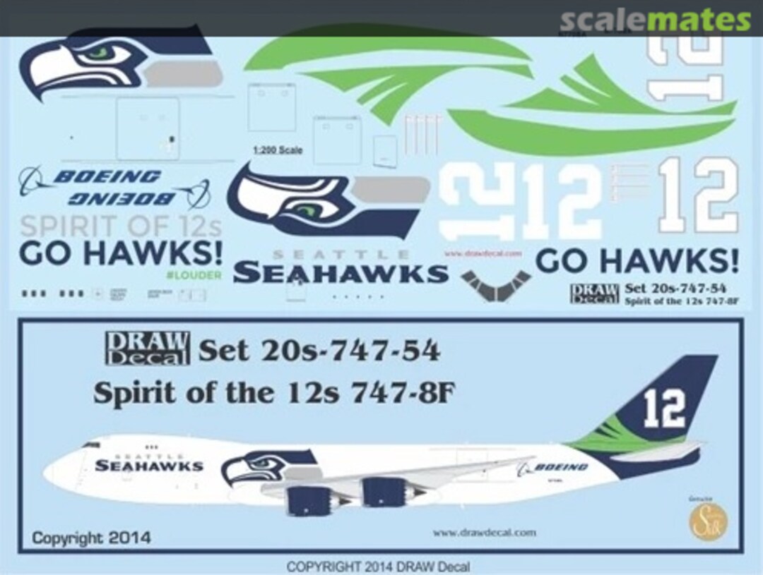 Boxart Spirit of the 12s 747-8F N770BA 20-747-54 Draw Decal