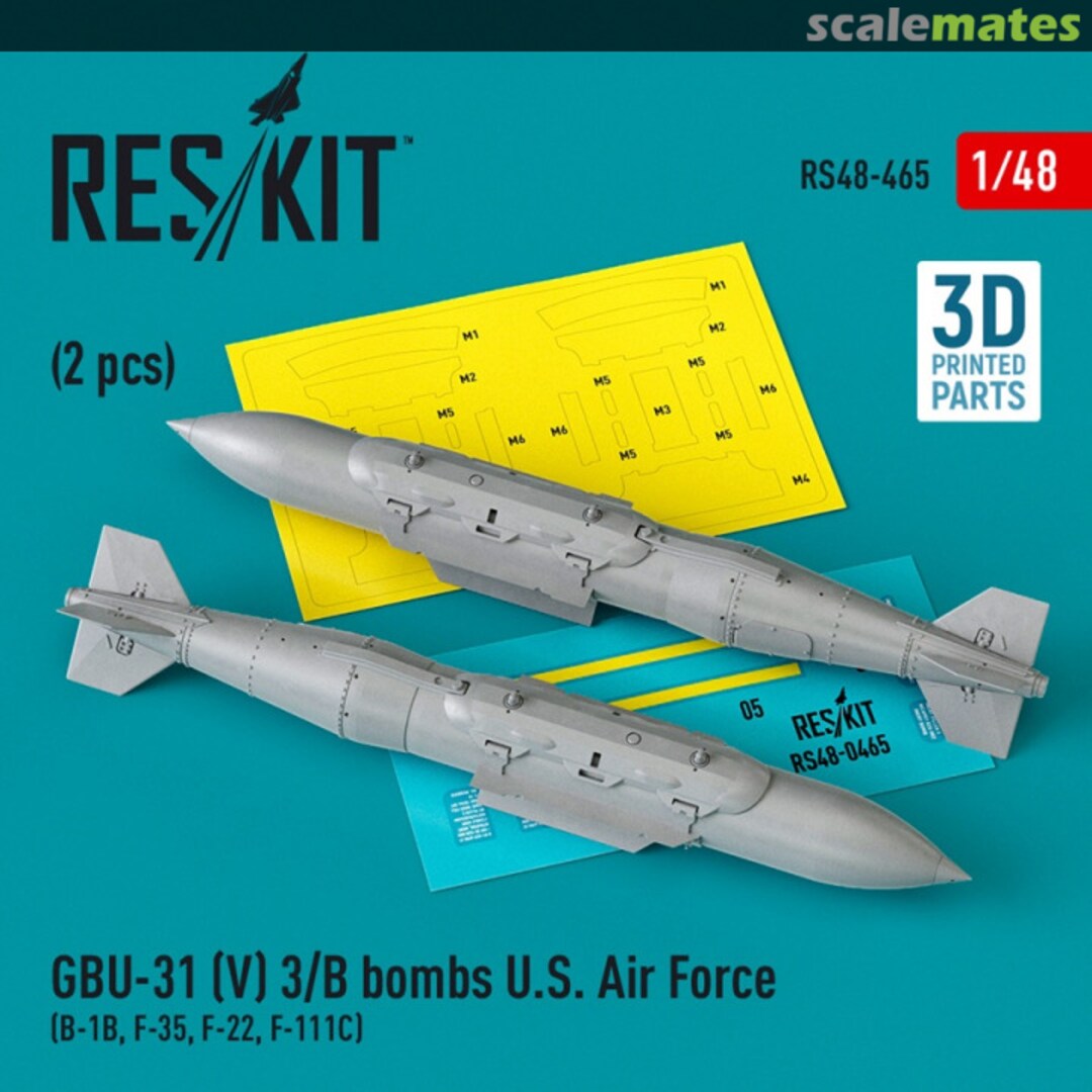 Boxart GBU-31 (V) 3/B bombs U.S. Air Force (2 pcs) (B-1B, F-35, F-22, F-111C) (3D Printed) RS48-0465 ResKit