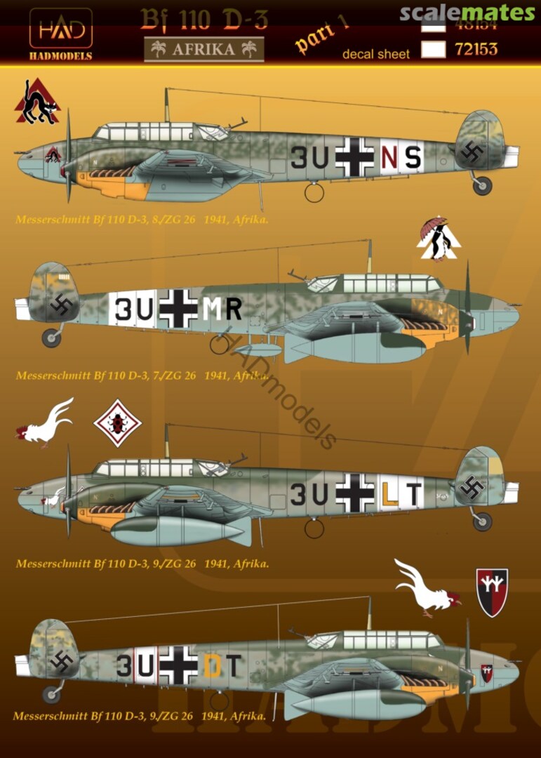 Boxart Bf 110 D-3 "Afrika" Part 1 48154 HADmodels 