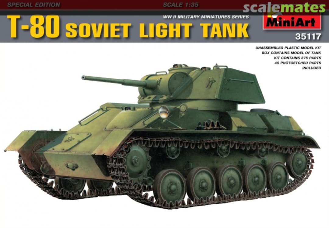 Boxart T-80 Soviet Light Tank 35117 MiniArt