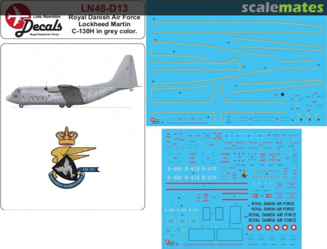 Boxart Royal Danish Air Force Lockheed C-130H Hercules Grey scheme LN48-D13 Lima November Decals