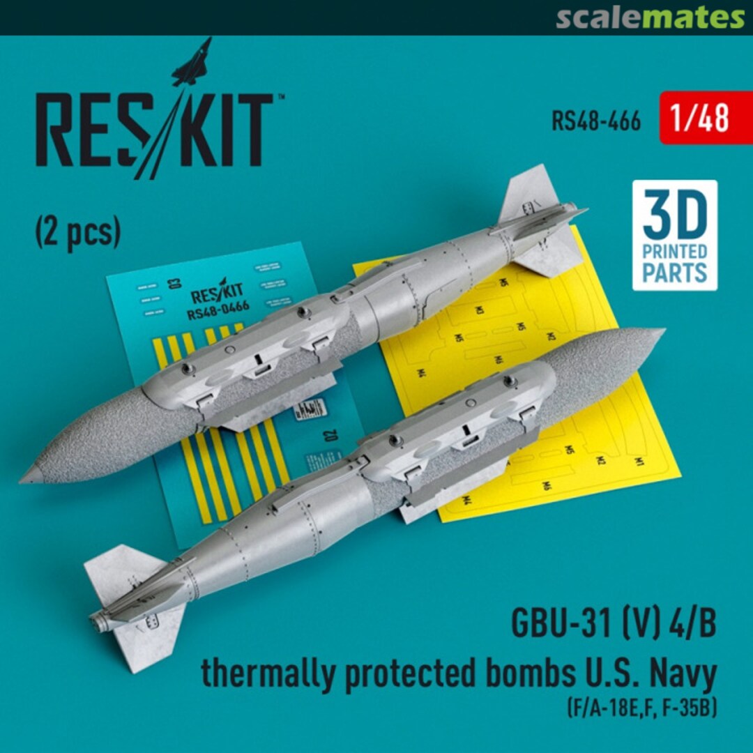 Boxart GBU-31 (V) 4/B thermally protected bombs U.S. Navy (2 pcs) (F/A-18E,F, F-35B) (3D Printed) RS48-0466 ResKit