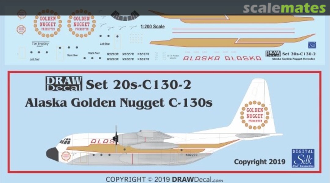 Boxart Alaska Airlines “Golden Nugget” C-130 20-C130-2 Draw Decal