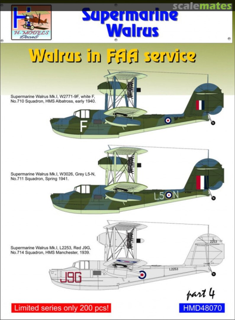 Boxart Supermarine Walrus Mk.I in FAA Service Part 4 HMD48070 H-Models Decals