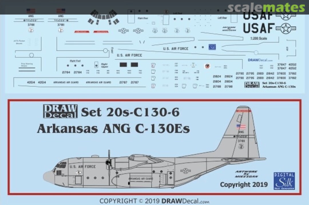 Boxart Arkansas Air National Guard C-130Es 20-C130-6 Draw Decal