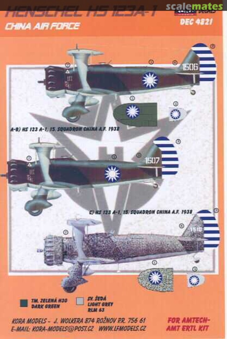 Boxart Henschel Hs 123 A-1 China Air Force DEC4821 Kora Models