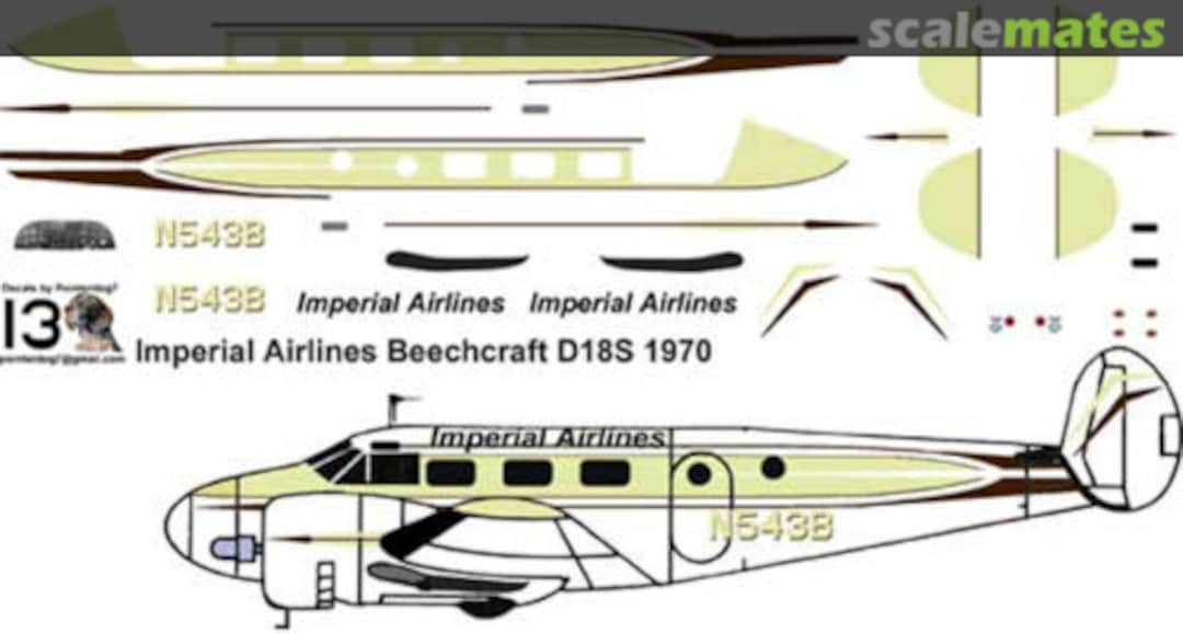 Boxart Imperial Airlines Beechcraft D18S 1970 s-l1500 Pointerdog Decals