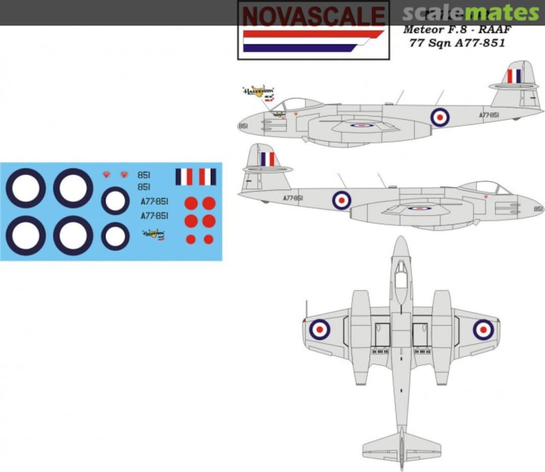 Boxart Meteor F.8 - RAAF 77 Sqn A77-851 N-72054a Novascale