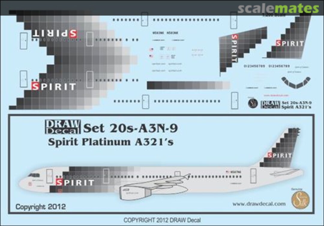 Boxart Airbus A321-231 20-A320-9 Draw Decal