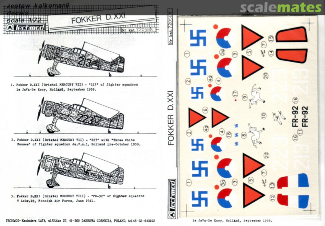 Boxart Fokker D.XXI 72058M Techmod